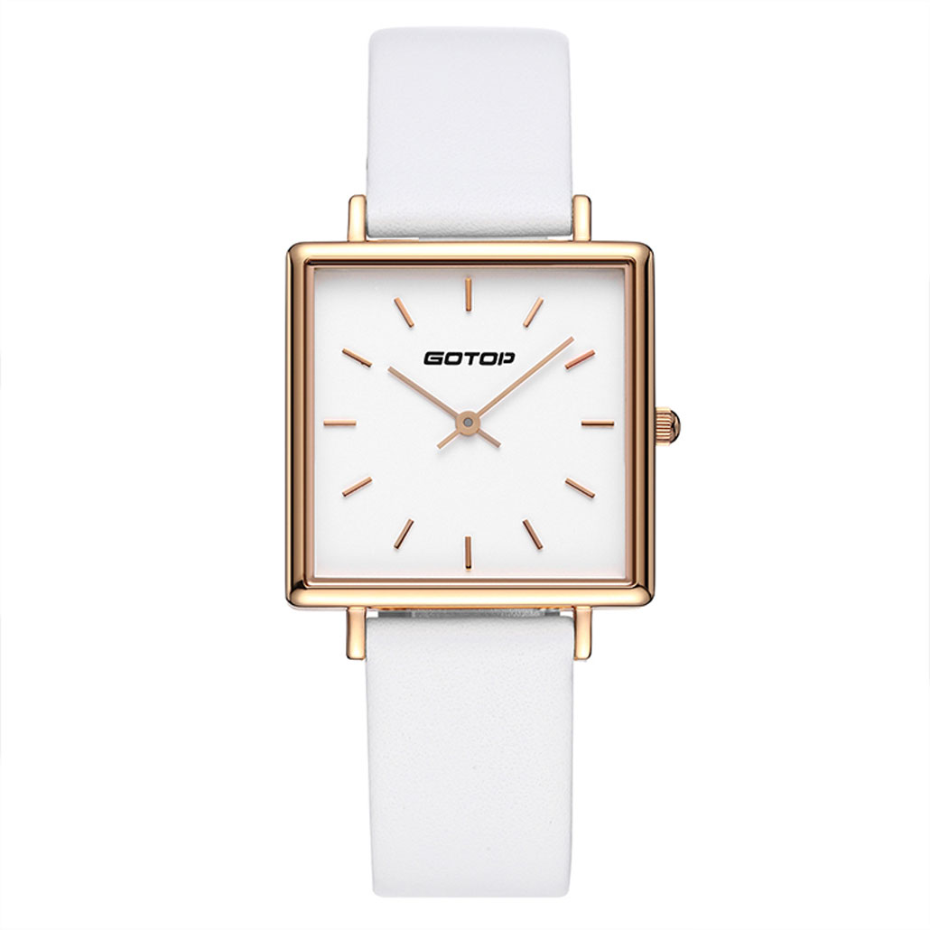 SQUARE ROSE GOLD AND WHITE WOMEN'S WATCH IN STAINLESS STEEL AND LEATHER MANUFACTURER