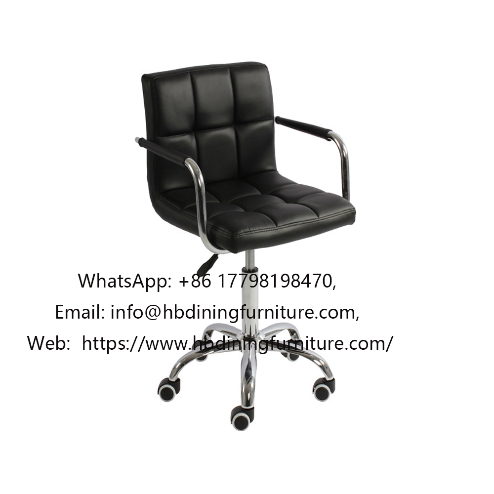 Swivel leather office chair with armrests