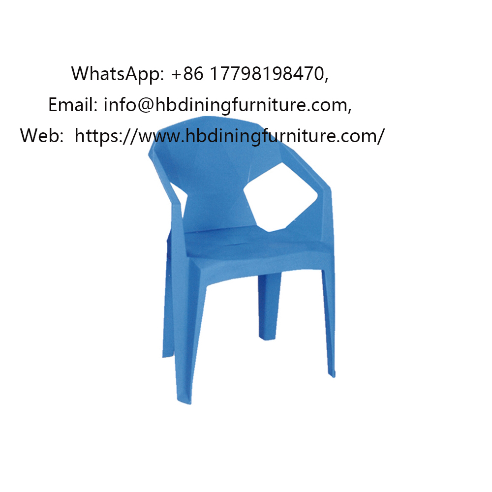 Blue one-piece plastic armchair