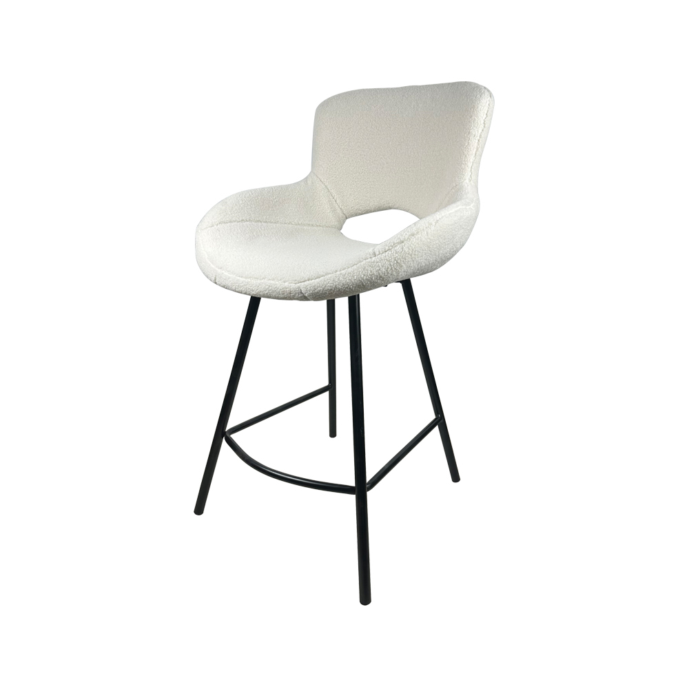 Velvet Bar Chair High Upholstered Metal Legs DB-R11