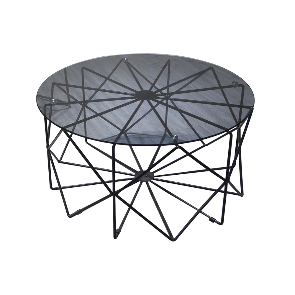 Round Glass Top with Metal Iron Base Table DT-G20