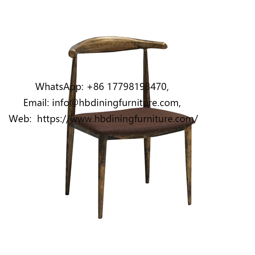 Low iron leather chair with curved backrest