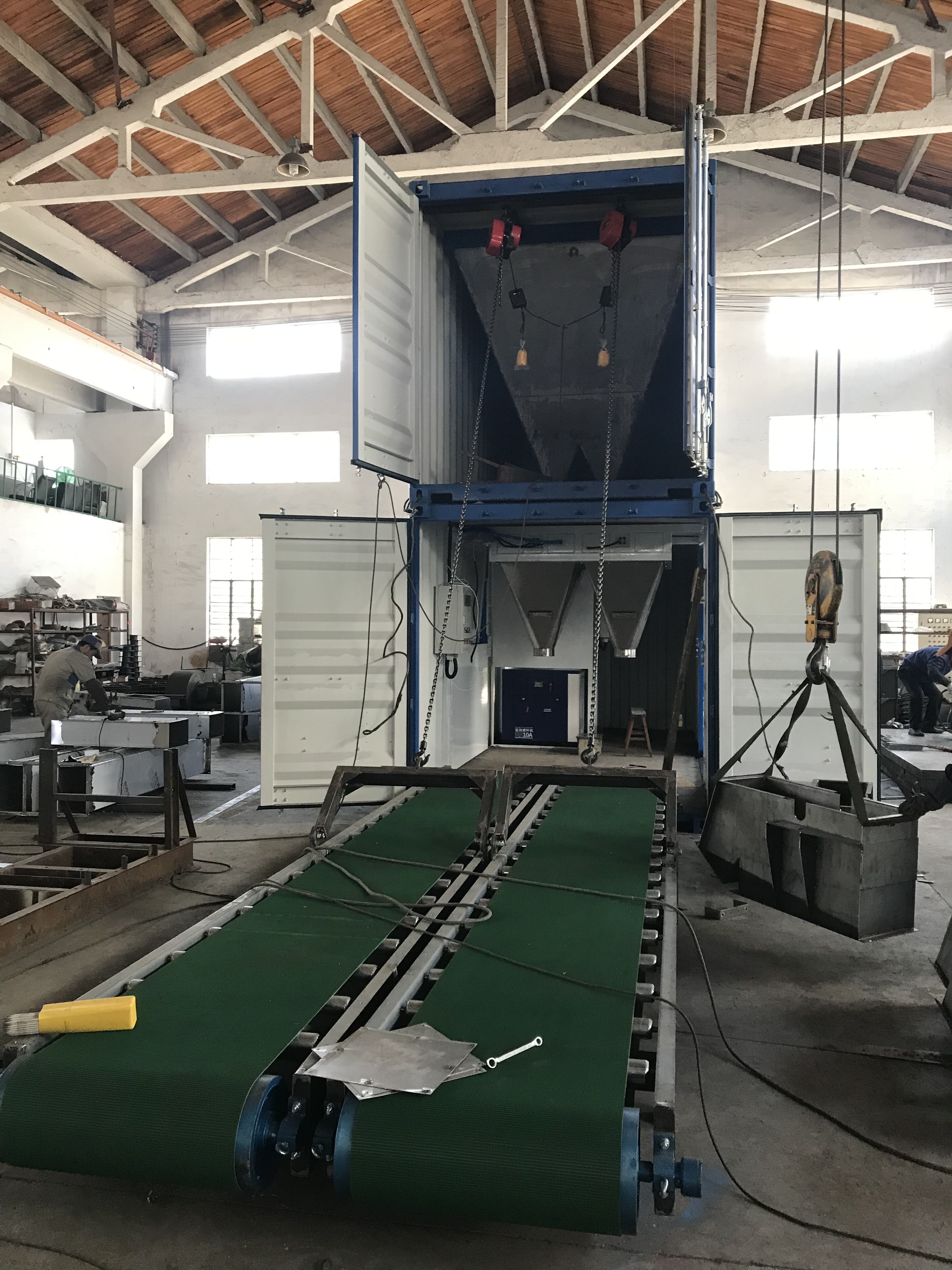 Containerised and stationary Bagging Machines Packing station double scales Packing station single scale Containerised Bagging System, Mobile Containserized Bagging Unit,  Containerised Bagging System