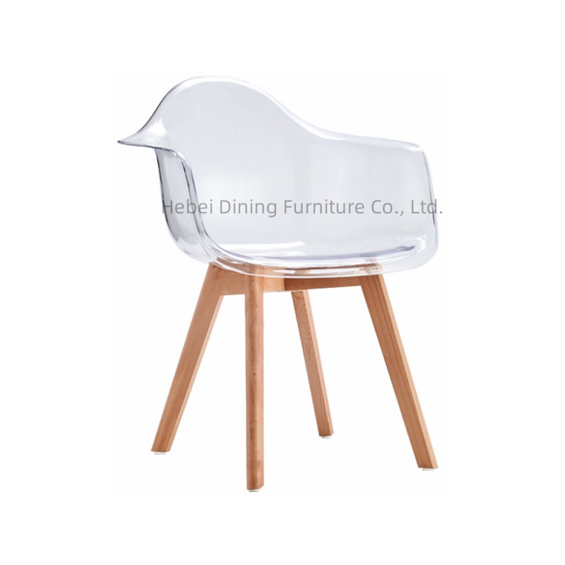 Acrylic Armrest Dining Chair Wooden Legs DC-P02PW