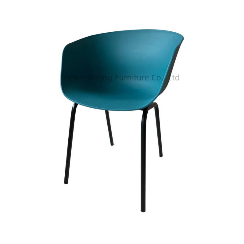 Semi-Round Plastic Dining Chair with Metal Legs DC-P07H