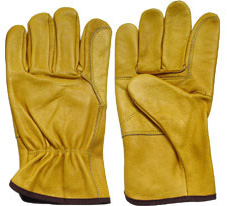 10Yellow Reinforced Palm Cowhide Leather Driver Gloves