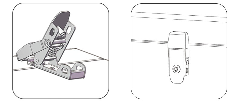 带锁芯,配套钥匙,具有防盗功能和安全性 内扣挂钩,搭扣整体性强,结构