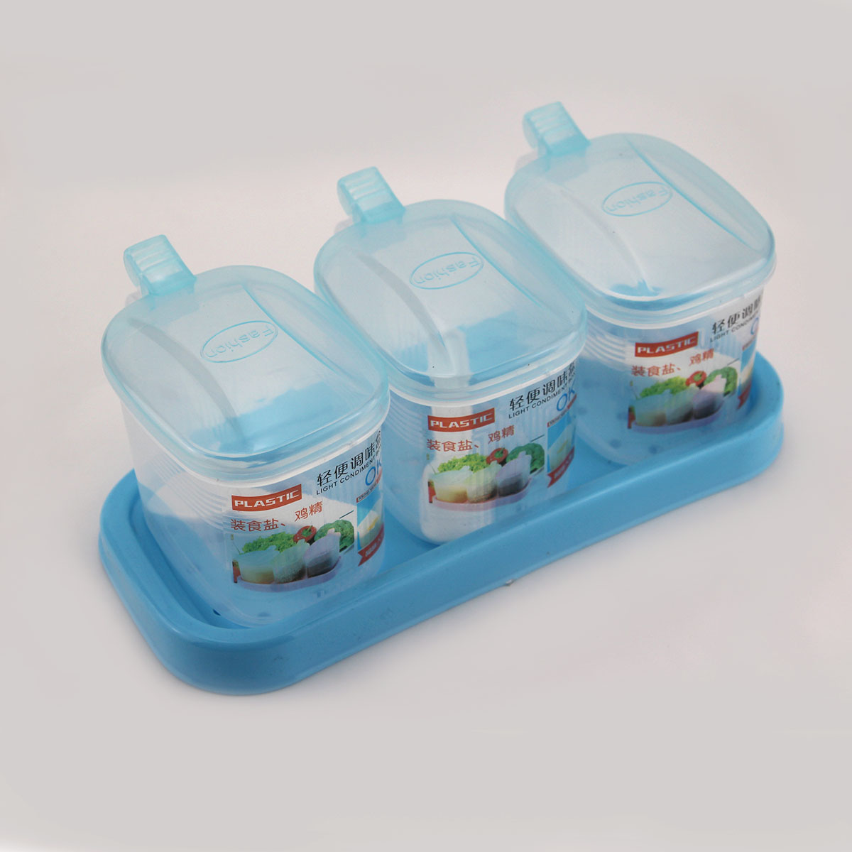 3pcs Set Multifunctional Kitchen Plastic Seasoning Box