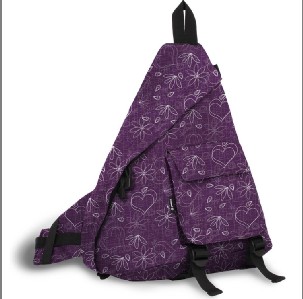 sling backpack in purple