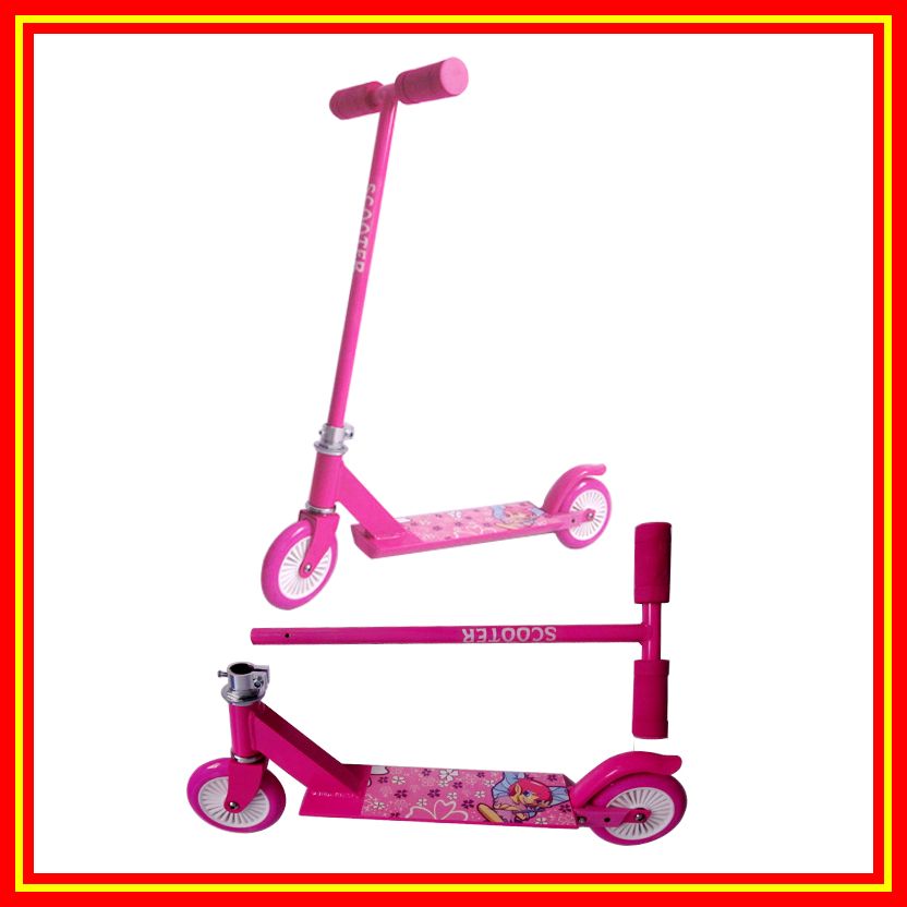 粉色不折叠滑板车彩色PVC轮