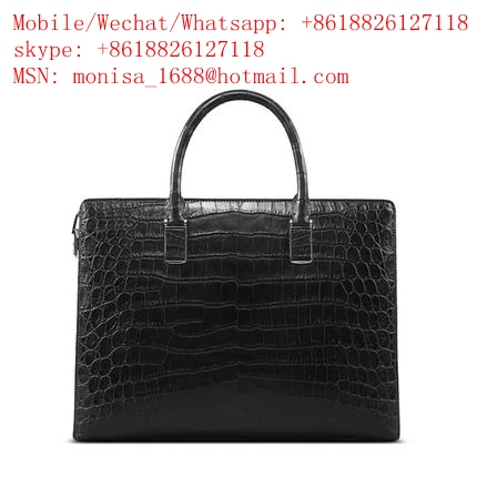 Nile Crocodile Leather Men's Bag Multi-Layered Portable Briefcase Leather Crocodile Belly Platinum Production