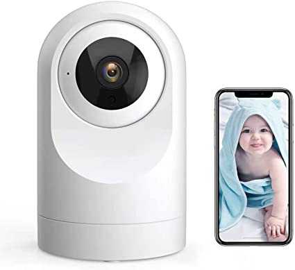 Security Camera Indoor Wireless, 360° Wi-Fi Home Security Camera, 1080P Smart Dog Camera, with Mobile App, Baby Monitor Motion Detection, Night Vision, Two-Way Audio, Alexa Compatible