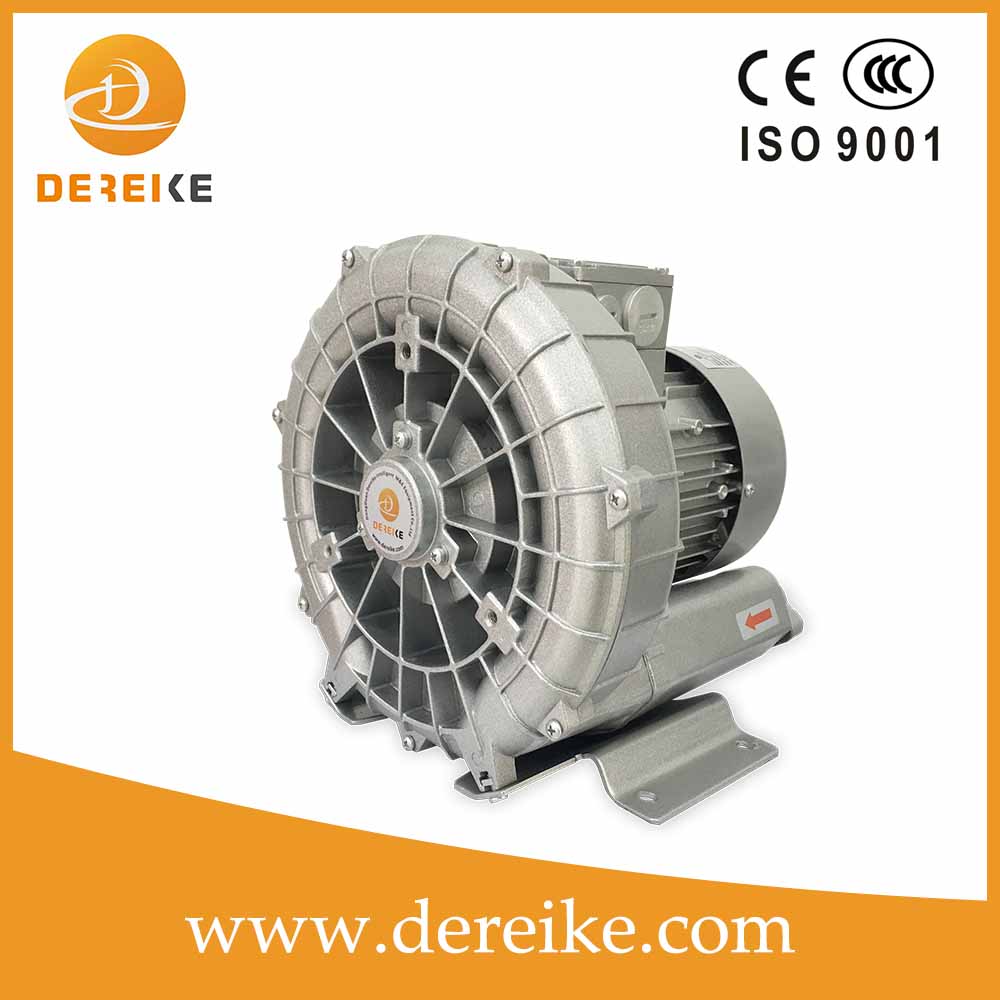 Dereike Dhb 210A D37 0.3kw Single Phase 220V Side Channel Ring Turbo Air Blower Centrifuge Blower for High Vacuum Suction and Pressure Blow Applications
