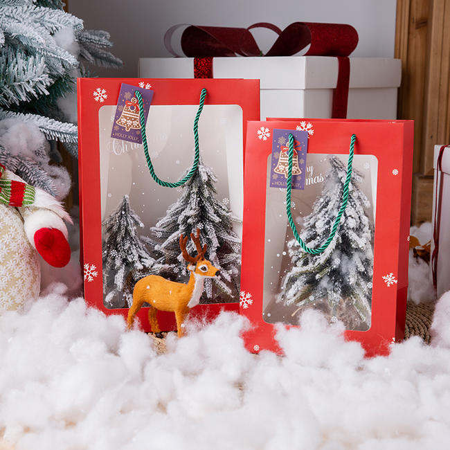 Christmas gift paper bag with Clear window