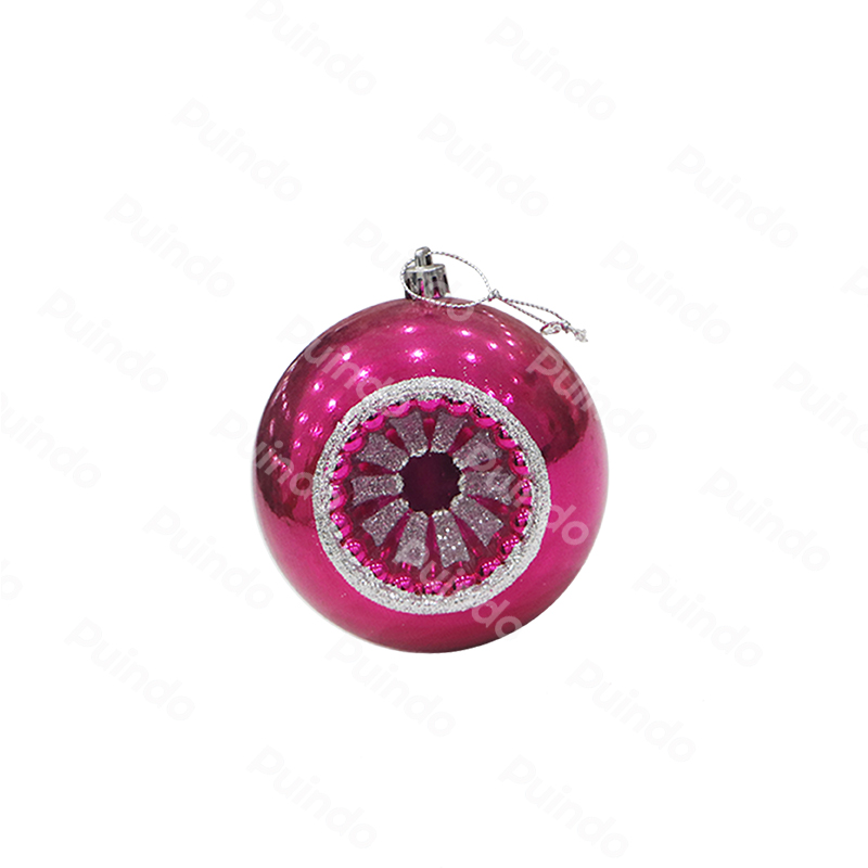 Puindo Customized Shatterproof Plastic Ball A109 Ornaments Pink Christmas tree Decoration Shiny Christmas Ball