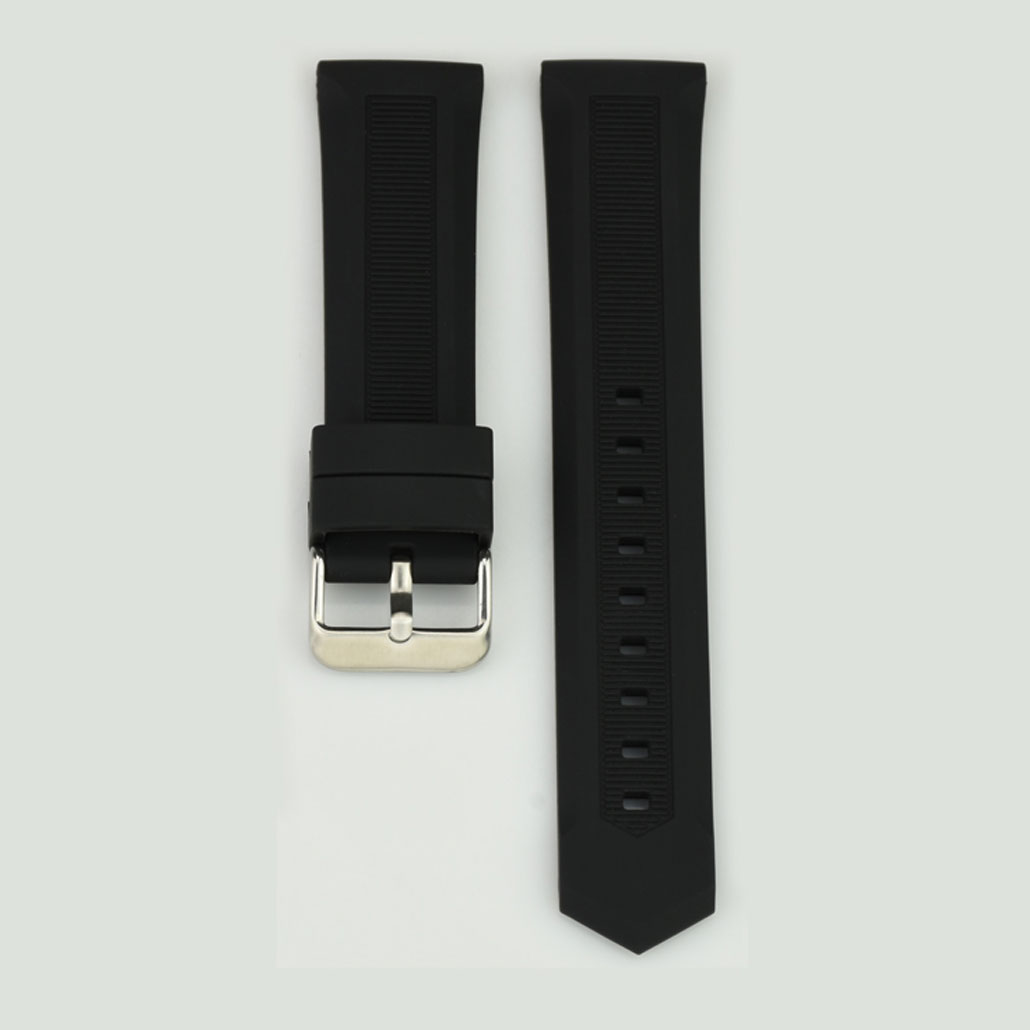 Black Silicone Rubber Women's Watch Band