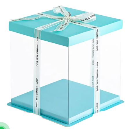 Custom Square 8-Inch Transparent Border Waterproof Cake Box
