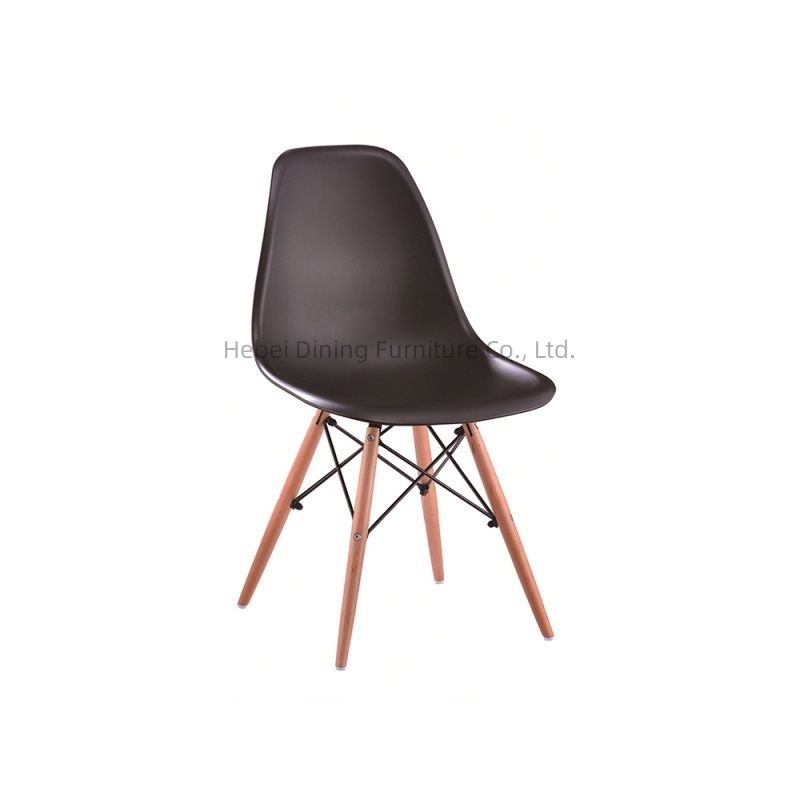 Plastic Dining Chair Solid Color Crossed Wooden Legs DC-P01