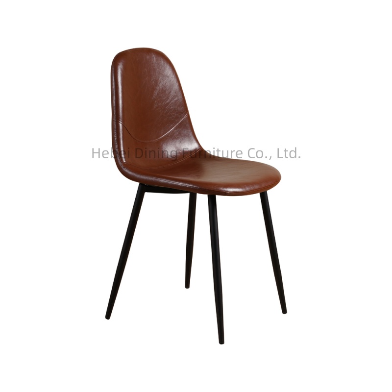 Leather Dining Chair Glossy Black Painted Legs DC-U05A