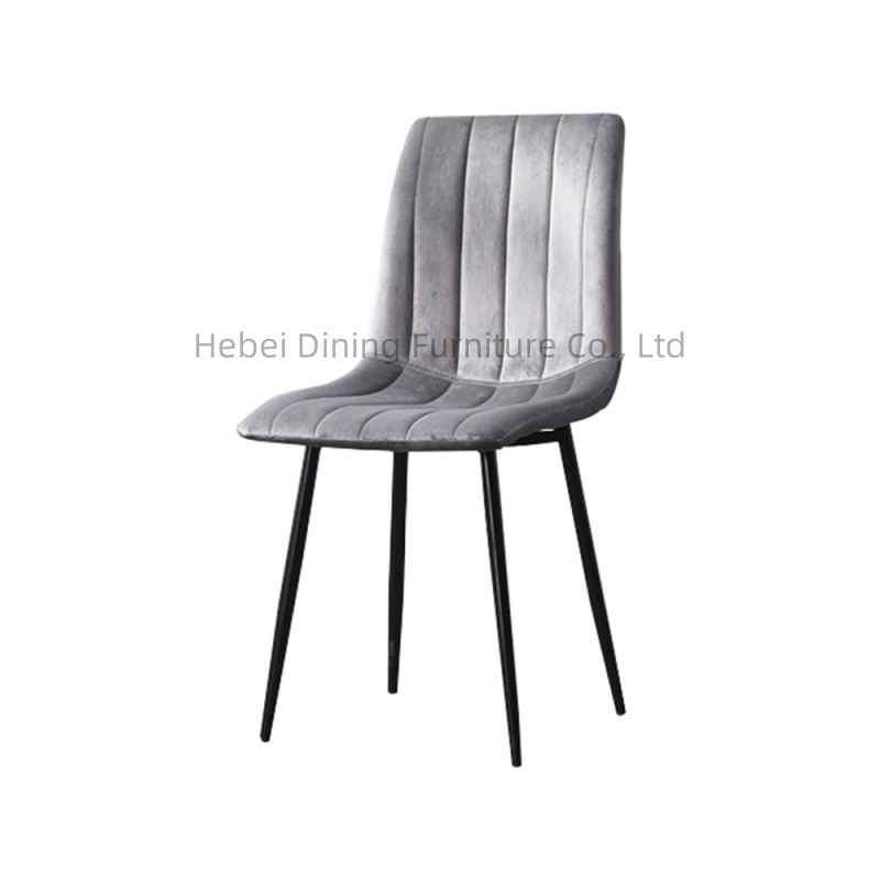 Velvet Dining Chair Striped Cushion Metal Legs DC-R15