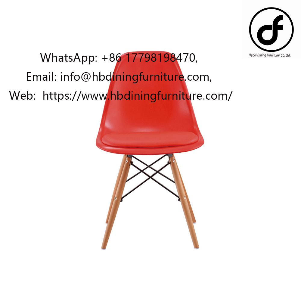 Beech leg plastic red dining chair