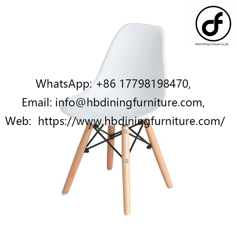 wooden leg plastic white dining chair