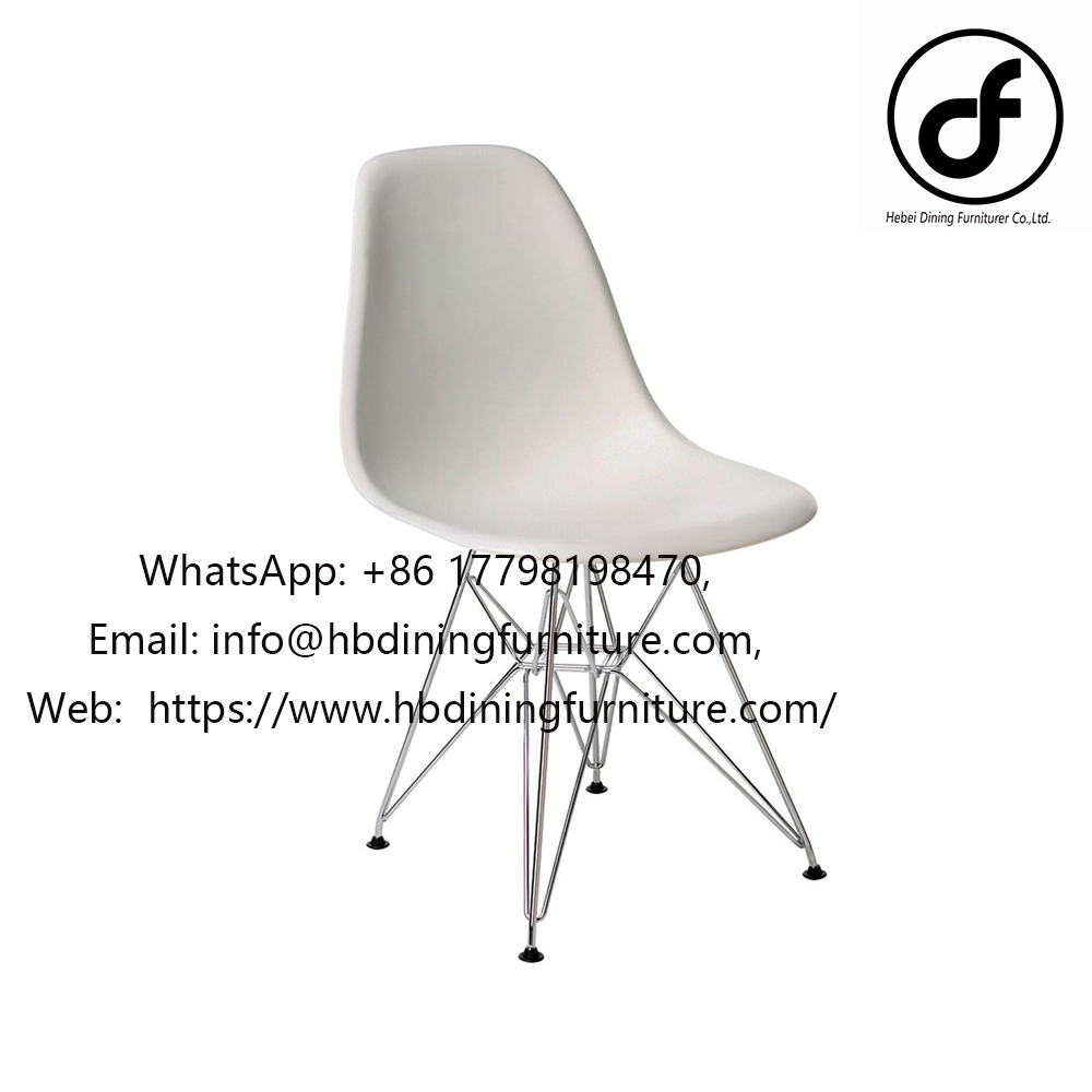 iron leg plastic white dining chair