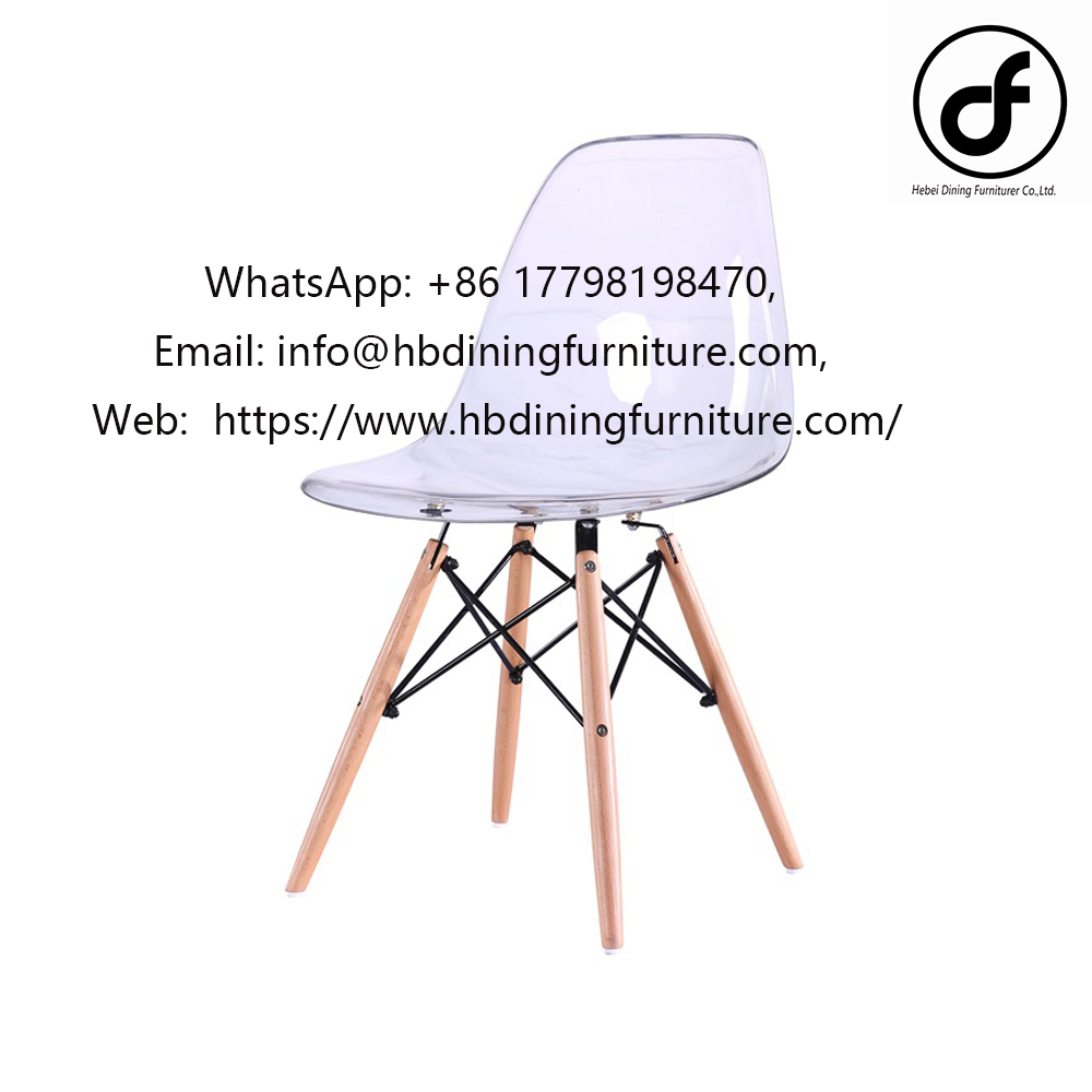 Transparent plastic dining chair