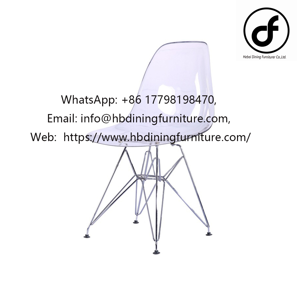 Transparent plastic dining chairs